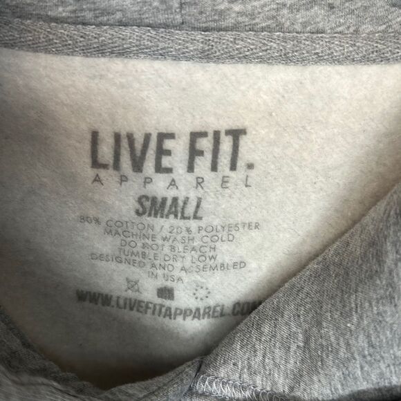 Live Fit Cut Off Hoodie Gray Size Small - Picture 3 of 5